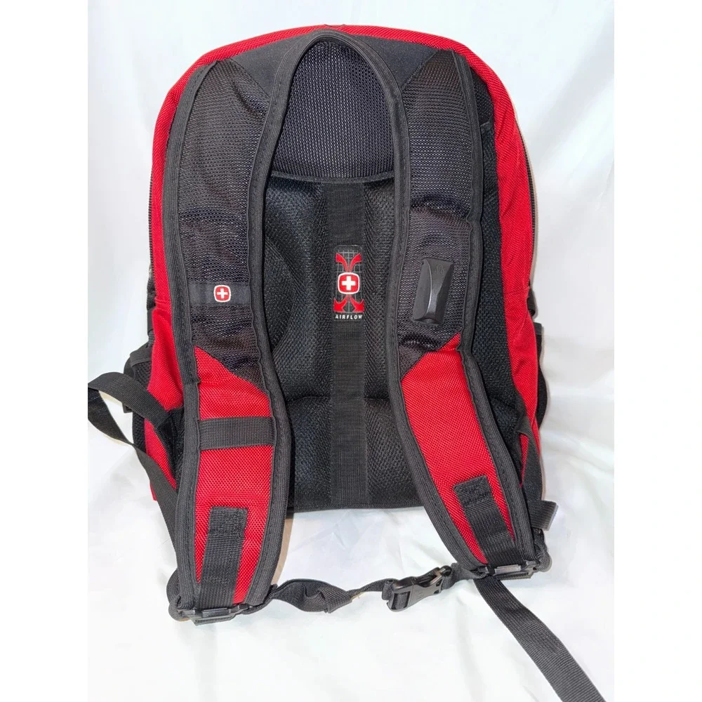 Swissgear Men's Backpack Black Red Multifunction Airflow Media Pocket Laptop Bag - Picture 4 of 10